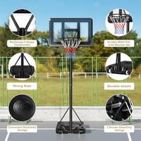 Dripex Portable 10FT Basketball Backboard Hoop Net Set Professional Outdoor Basketball Stand with Wheels for Adults and Children, Adjustable Height 2.3m-3.05m
