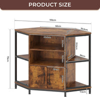 Dripex 105 x 50 x 79 cm Vintage Design TV Corner Cabinet with LED Lighting, Corner TV Unit Stand Table with 2 Doors and Shelves Entertainment Center Media Console for Living Room