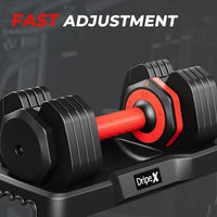 Dripex Adjustable Dumbbells 11kg/24.5kg Dumbbell Weights Pair for Men | Quick-Adjust Non-Slip Handle, Fast Weight Set for Saving Place, Home Gym Fitness Training, Safety Locking Mechanism