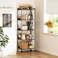 Dripex Baker's Rack with/without power outlet, 65" Freestanding Kitchen Storage Shelf Unit with Hooks, 5-Tier Versatile Standing Bookshelf for Home, Kitchen, Living Room