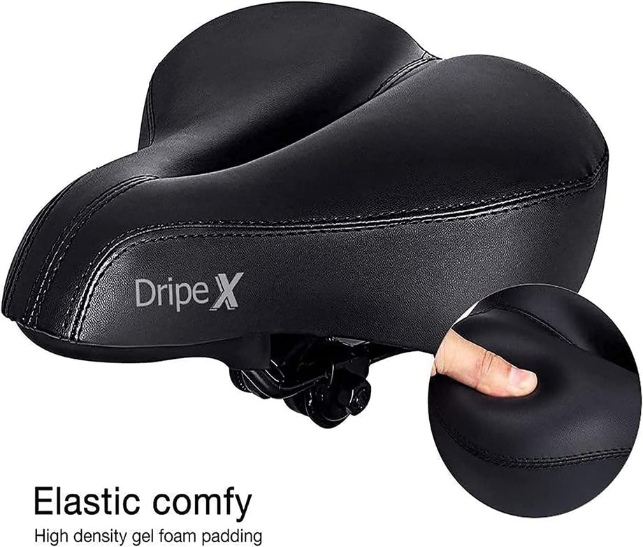 Dripex Gel Bike Seat - Comfort Universal Cycle Saddle Wide Cushion Pad Waterproof for Women & Men - Fits MTB/Road/Spinning Bikes