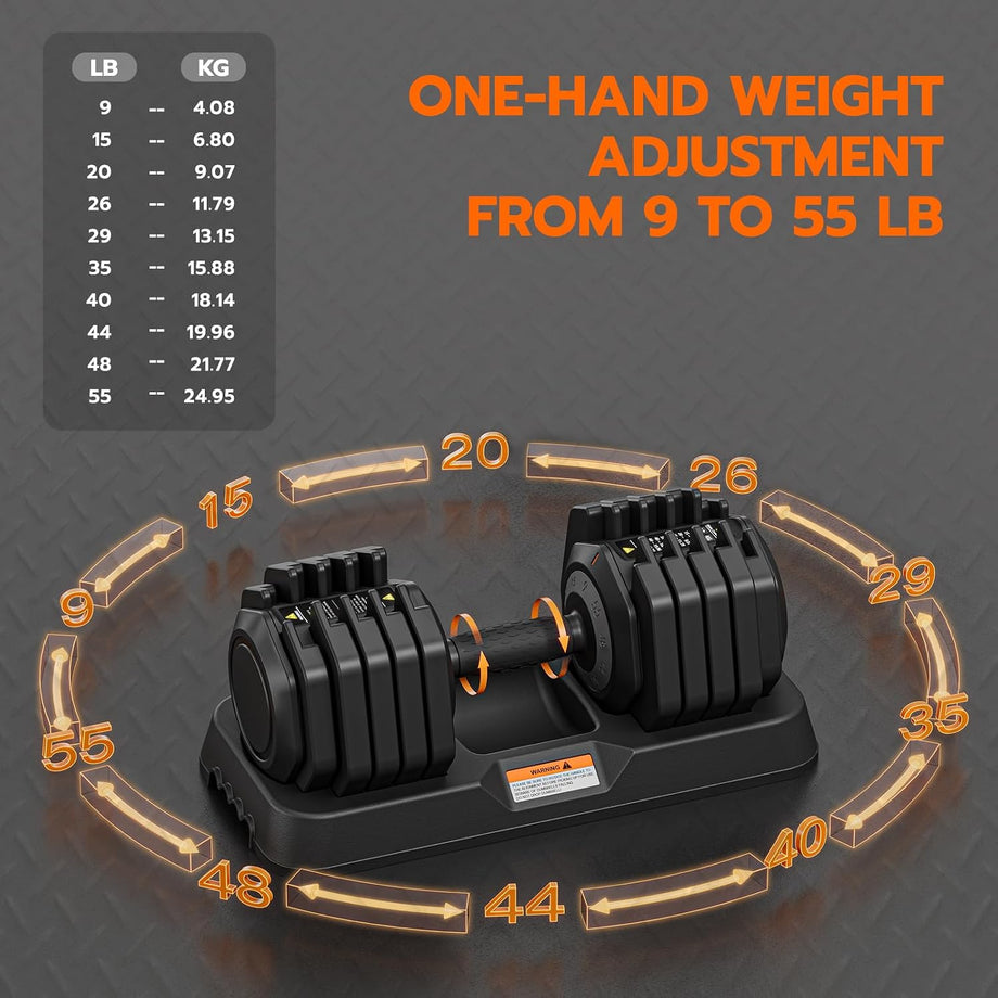 Dripex Adjustable Dumbbells 55lbs Dumbbell Weights Pair for Men | Quick-Adjust Non-Slip Handle, Fast Weight Set for Saving Place, Home Gym Fitness Training, Safety Locking Mechanism