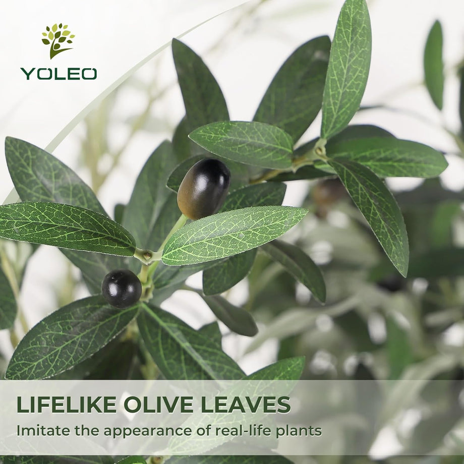 YOLEO 4FT/5FT/6FT/7FT Artificial Olive Tree Faux Silk Olive Plant for Home Office Decor Indoor Lifelike Fake Tree