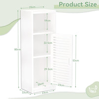 Dripex 3 Tier Bathroom Floor Cabinet, 25W x 22D x 80H cm, Free Standing Shelf Unit, White Storage Cabinet with Door for Bathroom or Bedroom (Big Door)