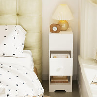 Dripex Slim Bedside Table, Bedside Cabinet with Drawer, Wooden End Table | 25D x 30W x 65H cm, 4 Tier, Nightstand, Sofa Side Table, Bedroom Side Table, Storage Drawer, Space Saving