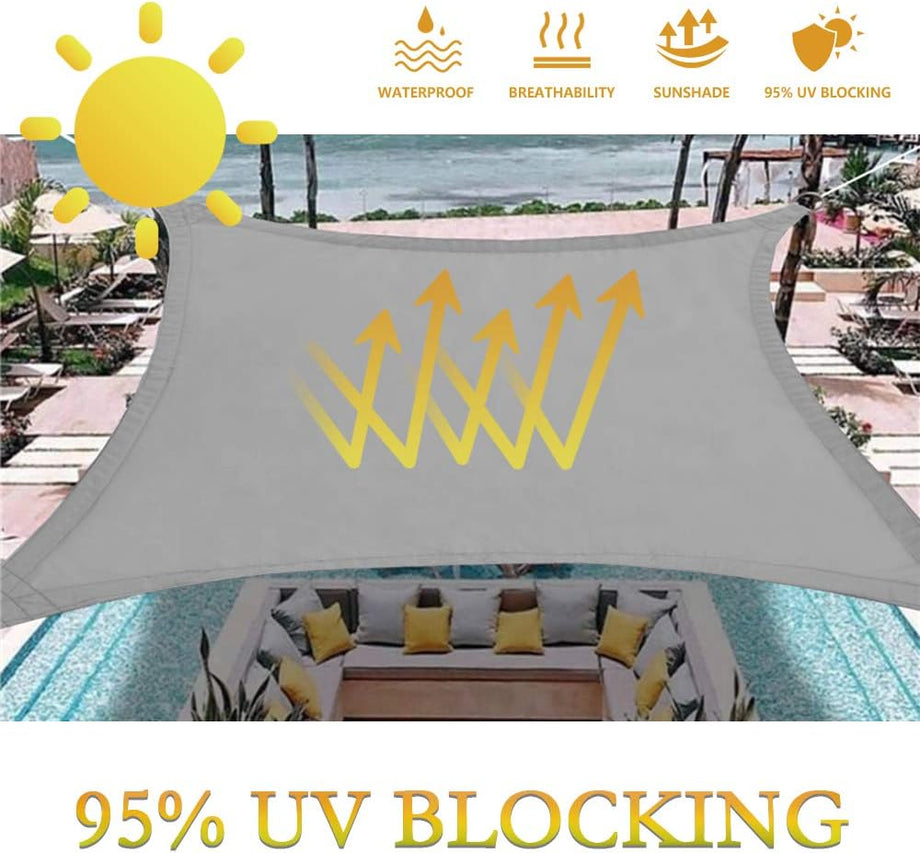 Dripex Sun Shade Sail Waterproof Rectangle Canopy, PES Polyester 95% UV Block Shade Cover Sunscreen with Free Rope for Patio Party Backyard Lawn Garden Outdoor Activities