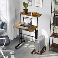 Dripex Standing Desk, Height Adjustable Rolling Desk with Tilting Table Top, Sit-Stand Workstation with Wheels, 60 x 60 cm, laptop Table, Workstation for Home and Office