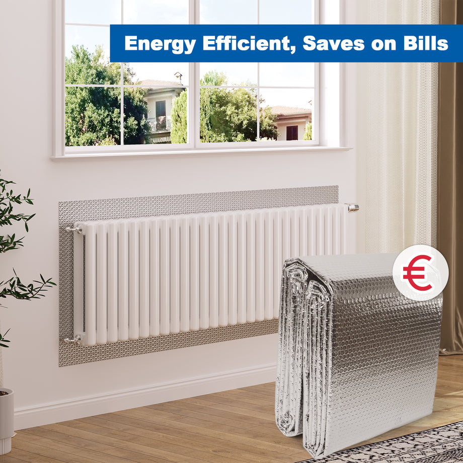 Dripex Radiator Reflector Foil Double Aluminium Bubble Insulation with Adhesive Pads Energy Saving Heat Reflector for Home Loft Caravan Boat