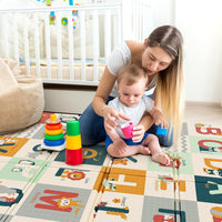 Dripex 177 × 148cm Baby Play Mat, Large Foam Crawling Playmat, Foldable Reversible Waterproof Non Toxic Portable Floor Mat with Letters and Numbers for Baby