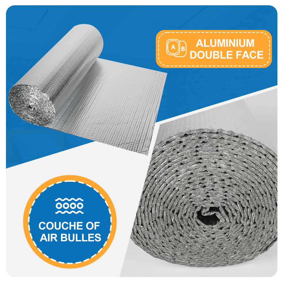 Dripex Double Aluminium Bubble Foil Insulation Loft Wall Boat Loft Caravan Home Wall Shed