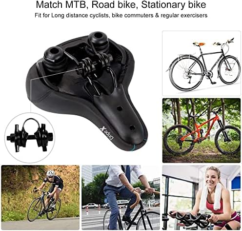 Dripex Gel Bike Seat - Comfort Universal Cycle Saddle Wide Cushion Pad Waterproof for Women & Men - Fits MTB/Road/Spinning Bikes
