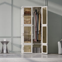 Dripex Portable Wardrobe Closet Storage Organizer Transparent Door Panels, Plastic Wardrobe with Magnetic Door, Suitable for Living Room, Bedroom, Easy Assembly