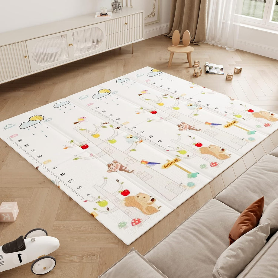 Dripex Baby Play Mat, 197 × 177 × 1cm Foldable Foam Playmat for Floor, Soft Waterproof Reversible Floor Crawling Mat for Babies Toddlers Infants Kids, Indoor Outdoor Use