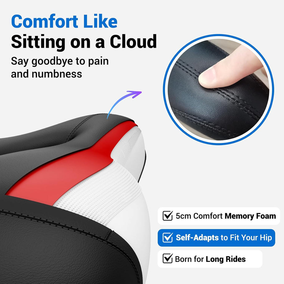 Dripex Gel Bike Seat - Comfort Universal Cycle Saddle Wide Cushion Pad Waterproof for Women & Men - Fits MTB/Road/Spinning Bikes