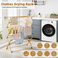 Dripex Clothes Airer, Foldable Clothes Drying Rack, Bamboo Laundry Drying Rack, Freestanding Towels Hanger, Space-Saving, Tool-Free Assembly