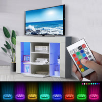 Dripex 100cm Corner TV Unit Entire Front High Gloss TV Stand Cabinet Cupboard Storage Furniture for Home Living Room Bedroom with RGB Lights for 32 40 45 50 inch TV - White