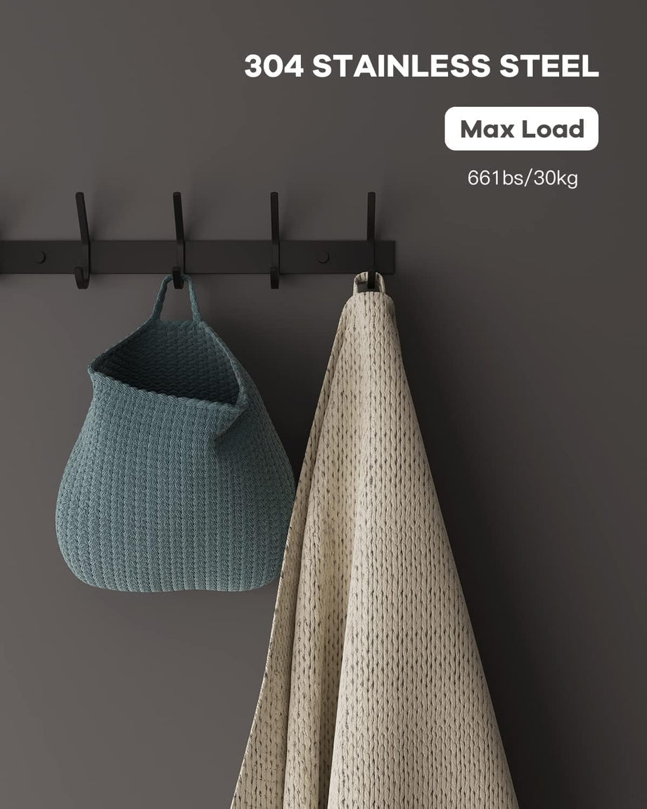 Dripex Coat Hook Rack Wall Mounted 304 Stainless Steel Hanger Heavy Duty Clothes Hat Holder (6 Hooks/8 Hooks)