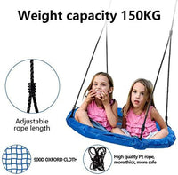 Dripex 100cm Round Nest Swing Children's Tree Swing Seat Round Basket for Outdoor Backyard Garden, Oxford, Blue, 150 kg Capacity