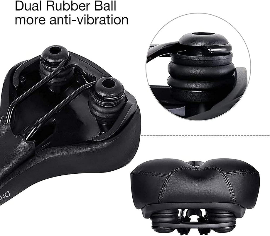Dripex Gel Bike Seat - Comfort Universal Cycle Saddle Wide Cushion Pad Waterproof for Women & Men - Fits MTB/Road/Spinning Bikes