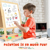 Dripex 55 x 55cm/65 x 65cm Kid’s Wooden Art Easel, Double-Sided Height Adjustable Painting Blackboard with Magnetic Accessories Chalk and Sponge for Toddlers and Kids