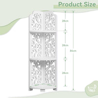 Dripex 3 Tier/4 Tier Baroque White Corner Shelf, Narrow Bathroom Shelves for Small Space, Floor Standing Storage Display Rack for Living Room, Bedroom or Home