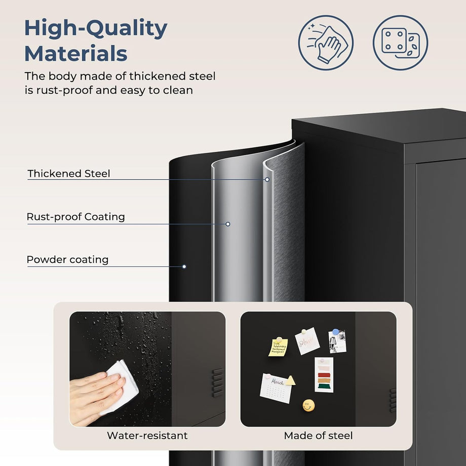 Dripex Metal Cabinet with Hanging Rail Lockable Steel Filing Cabinet Multi-purpose Storage Cabinet Steel Locker for School Home Office Garage 150 x 38 x 38 cm
