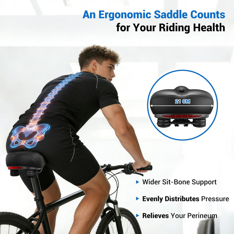 Dripex Gel Bike Seat - Comfort Universal Cycle Saddle Wide Cushion Pad Waterproof for Women & Men - Fits MTB/Road/Spinning Bikes