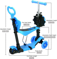Dripex 5-in-1 Kids Scooter Toddler Scooter with Flashing Led Light Up