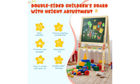Dripex Kid’s Wooden Art Easel, Double-Sided Height Adjustable Painting Blackboard with Magnetic Accessories Chalk and Sponge