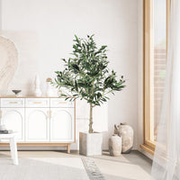 YOLEO 4FT/5FT/6FT/7FT Artificial Olive Tree, Faux Olive Silk Tree Indoor, Lifelike Fake Plant for Living Room Bedroom Balcony Corner Office Decor