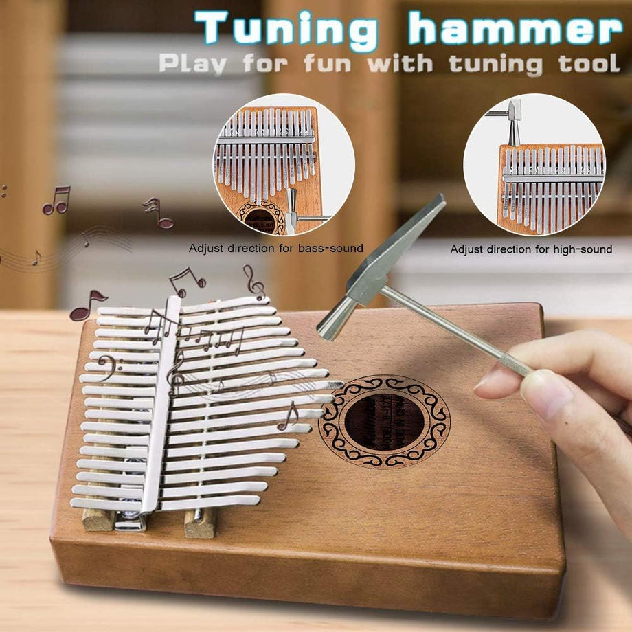 Dripex Kalimba 17 Keys Thumb Piano with Study Instruction and Tune Hammer, Finger Marimba Instrument for Music Lover Beginners(Mahogany)