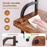 Dripex Adjustable Narrow Shoe Rack Organizer, Space Saving Vertical Tall Shoe Shelf, Sturdy Multifunctional Entryway Hallway Living Room Storage Shelf Rustic Brown