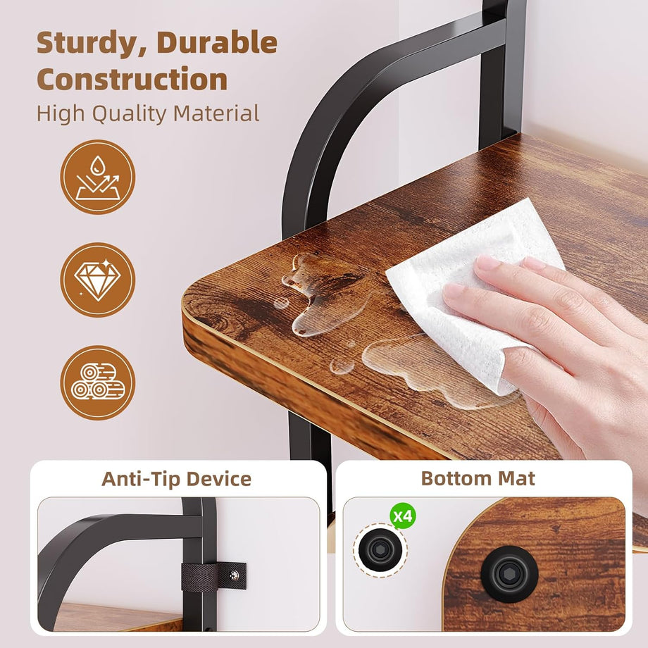 Dripex Adjustable Narrow Shoe Rack Organizer, Space Saving Vertical Tall Shoe Shelf, Sturdy Multifunctional Entryway Hallway Living Room Storage Shelf Rustic Brown