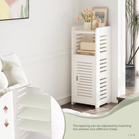 Dripex 4 Tier Bathroom Floor Cabinet, 30W x 30D x 80H cm, White Storage Cabinet with Door, Narrow Free Standing Cupboards Adjustable Shelves for Bathroom or Bedroom