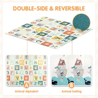 Dripex 197 × 177cm Baby Play Mat, Large Foam Crawling Playmat, Foldable Reversible Waterproof Non Toxic Portable Floor Mat with Letters and Numbers for Baby