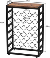 Dripex 30 Bottles Wine Rack Free Standing Floor, 6-Tier Display Wine Storage Shelves with Wooden Table Top, Sturdy Metal Bottle Holder for Kitchen Bar Pantry (L59 x W30 x H88cm)