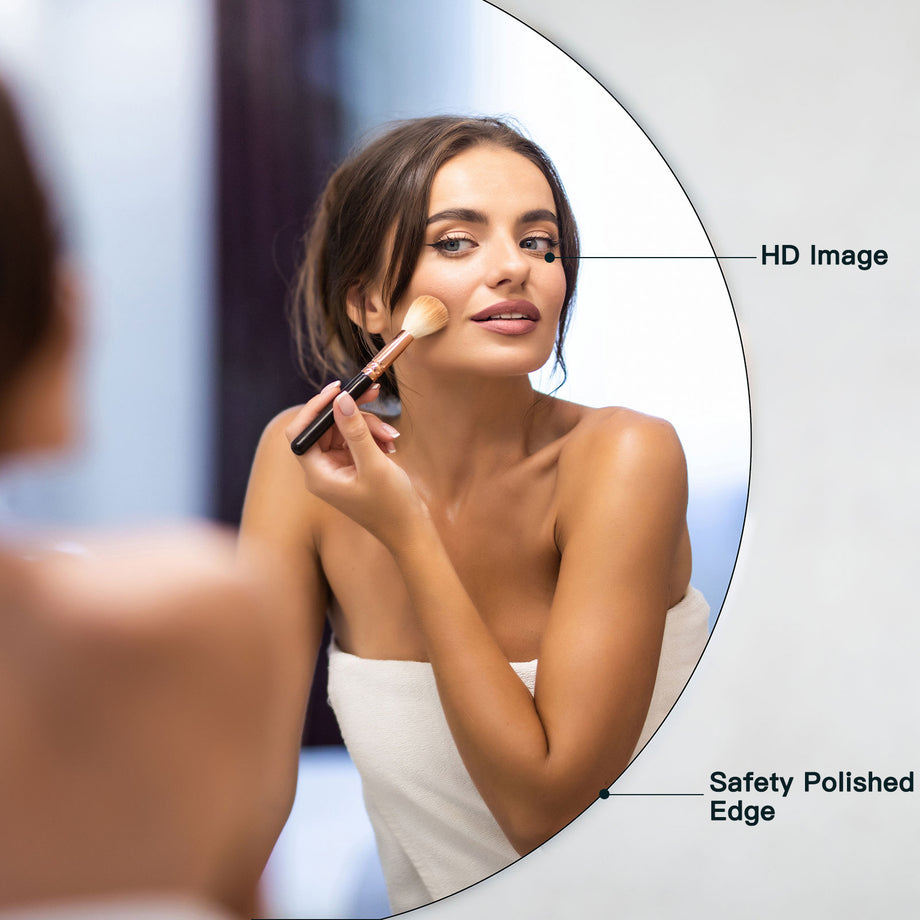 Dripex Frameless Bathroom Mirror, Wall Mounted Bathroom Mirror with Bevelled Edge & Pre-Drilled Holes for Dressing Room Bedroom Living Room