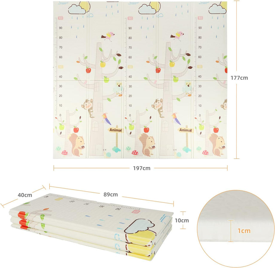 Dripex Baby Play Mat, 197 × 177 × 1cm Foldable Foam Playmat for Floor, Soft Waterproof Reversible Floor Crawling Mat for Babies Toddlers Infants Kids, Indoor Outdoor Use