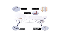 Vesgantti Portable Massage Bed Table - 3-Section Aluminium Foldable Beauty Couch for Reiki Therapy Treatment Salon Healing - Metal Headrest Support/with Carry Bag