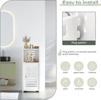 Dripex 4 Tier Bathroom Floor Cabinet, 30W x 30D x 80H cm, White Storage Cabinet with Door, Narrow Free Standing Cupboards Adjustable Shelves for Bathroom or Bedroom
