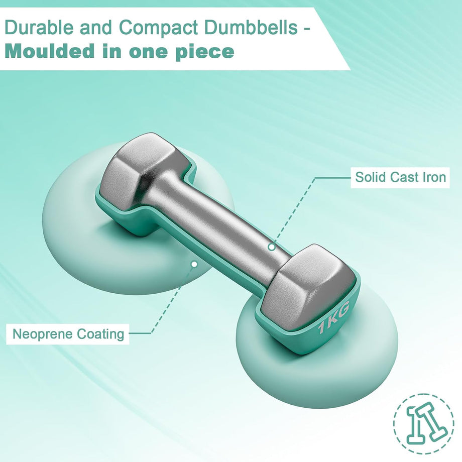Dripex Weight Dumbbell Set with Storage Stand, Weights Lifting Gym Fitness | Dumbbells for Women Men, Anti-Roll Design, Home Gym Fitness, Pair of 1kg, 2kg, 3kg/1kg, 3kg, 5kg