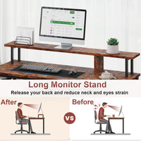 Dripex 107.5 x 48 x 95cm Computer Desk Home Office Desk with Monitor Stand & Storage Shelves Rustic Brown Work Writing Desk Gaming Table for Small Spaces