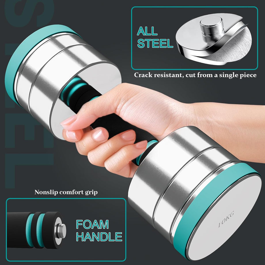 Dripex Steel Adjustable Dumbbells Set 2.5kg 5kg 7.5kg 10kg 15kg 25kg Dumbbells Pair Hand Weights with Foam Handle for Men Women Home Gym Fitness Dumbbell Training