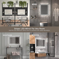 Dripex Bathroom Mirror with LED Lights, Illuminated Bathroom Mirror Wall Mounted Vanity Mirror, Bathroom Light Mirror with Demister Pad, Horizontal/Vertical [Energy Class B]