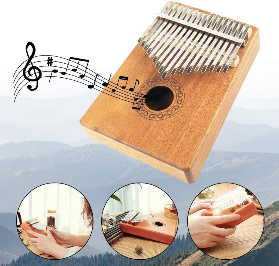 Dripex Kalimba 17 Keys Thumb Piano with Study Instruction and Tune Hammer, Finger Marimba Instrument for Music Lover Beginners(Mahogany)