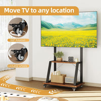 Dripex Mobile TV Stand on Wheels for 32-70 Inch TVs, Adjustable Height TV Cart with Bracket Mount max VESA 600x500mm max 80kgs with 2 Tier Storage Shelves for Bedroom, Living Room, Home Gym