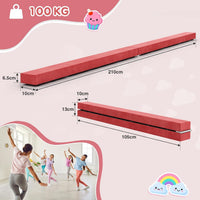 Dripex 7FT Folding Gymnastics Balance Beam Kids Training Beam Faux Suede for Home Gym Exercise