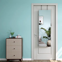 Dripex White Jewelry Organiser Mirror Wardrobe, Wall Mounted & Door Hanging Mirror, Lockable Jewelry Wardrobe with Large Storage