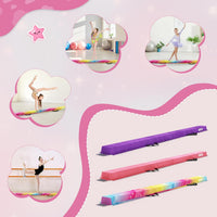 Dripex Kids Balance Beam - 210/240cm Portable Folding Balance Beam with Carry Handles, High Density EVA Faux Suede Gymnastics Beam for Home Gym Exercise
