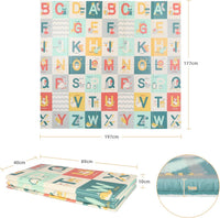 Dripex 197 × 177cm Baby Play Mat, Large Foam Crawling Playmat, Foldable Reversible Waterproof Non Toxic Portable Floor Mat with Letters and Numbers for Baby